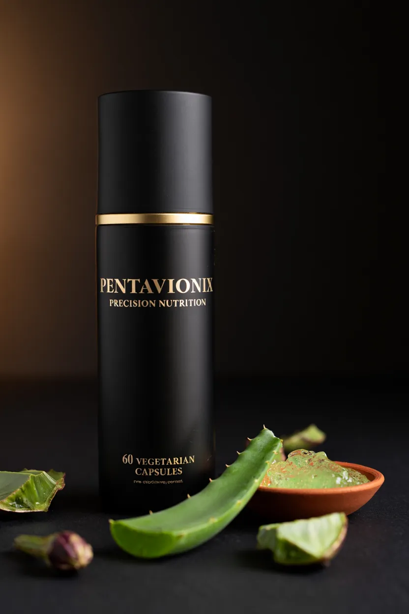 Pentavionix supplement bottle with natural ingredients displayed